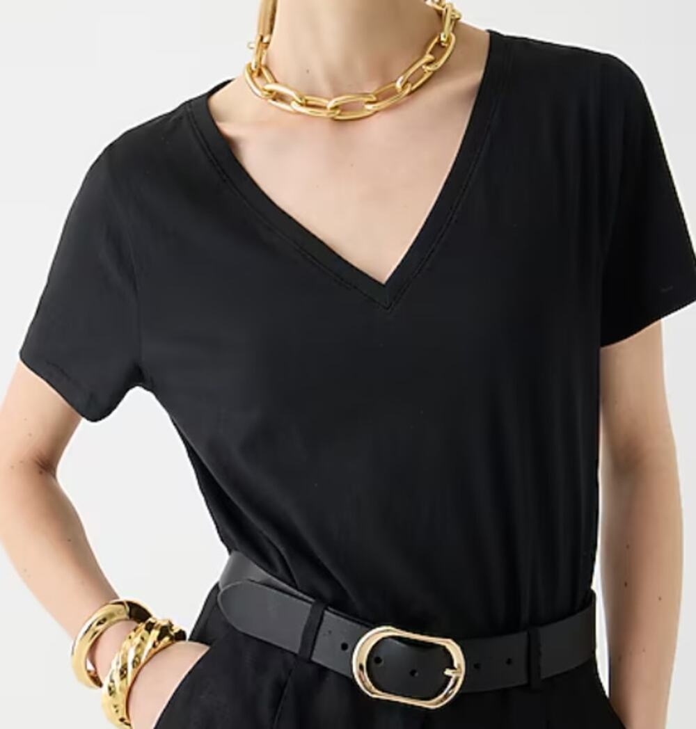 J.Crew Vintage Jersey Classic Fit V-Neck Tee WMNS S Black Short Sleeve Pullover
